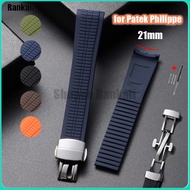 21mm Curved End Watch Strap for Patek Philippe Aquanaut 5164A 5167A 5168A Silicone Watch Band Waterp