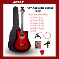 JAZZY 38 Inch Acoustic Guitar Red Cutaway Basic Guitar
