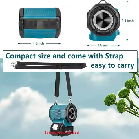 Bluetooth Speaker Compatible with Makita Bosch 18V 20V Battery USB Type-C Port Charge Player Loudspe