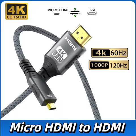 4K Micro HDMI-Compatible to HDMI 4K@60Hz 1080p@120Hz 18Gbps HDR ARC For Table Monitor Projector HD T
