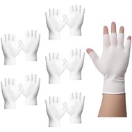 5 Pairs Fingerless Cotton Gloves, Breathable Moisturizing Sleeping Gloves, Ultra Soft Eczema Glove, 