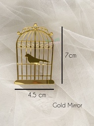 hiasan mahar sangkar burung akrilik | dekorasi seserahan - gold mirror
