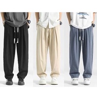 100% Cotton Men Pants Causal Long Pants Korean Style Men Trousers with Elastic Waistband