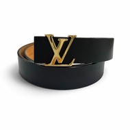 Excellent condition ▼ LOUIS VUITTON M6901V Ceinture Initials LV Leather Belt Black Gold Hardware 85/