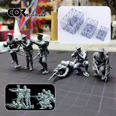 3D Resin Building Scale Miniature Model Kit British Soldiers in Battle Figures Military 6 Pcs Dioram