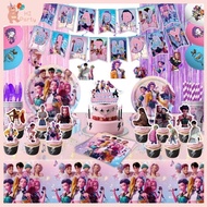 Kpop Demon Hunters Birthday Theme Party Decorations Tableware Paper Cup Plate for Girls Baby Shower 