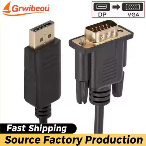 DisplayPort To VGA Adapter 1.8m DP TO VGA Cable 1080P VGA Male To Male Converter for PC Computer Lap