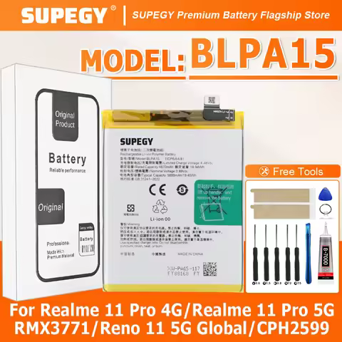 100% New High Quality BLPA15 Battery For OPPO Realme 11 Pro 4G/Realme 11 Pro 5G/RMX3771/Reno 11 5G G
