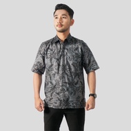 BATIK TRUSMI Hem batik lengan pendek pria matahari motif bunga