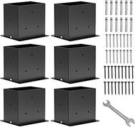 4×6 Post Base 6 Pcs,Deck Post Brackets,Inner Size (3.6" x5.6“Heavy Duty Powder-Coated Steel Post Bra