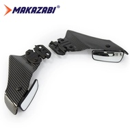 Motorcycle Side Winglet Kit Spoiler Fairing Rear View Mirror BLACK/CARBON FIBER Fixed Wing Kit For H