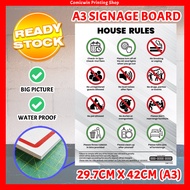 CMC1030 House Rules (3mm thickness) Airbnb Signage, Management Rules, Room for Rent, Staycation, Tra