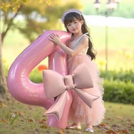 Birthday Bowknot Number Balloon 4 Girls' First Birthday Party Scene Decoration Decoration Goddess At