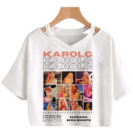 Karol g crop top vintage 2025 cropped summer 2000s Streetwear coquette y2k woman clothing