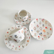HIYURI Flower Embossed Ceramic plate/ dinner plate Flower plate/ set cup tea pot ceramic plate/ Flow