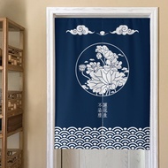 Customized Chinese Style Door Curtain for Kitchen Bedroom Whole Piece Long Doorway Curtain Partition Velcro Short Curtain