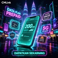 CMLink Simkad Prabayar 5G | 200GB | RM35/Bulan | +60 & +86 | Tiada Kontrak | Malaysia