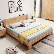 {SG Sales}HDB Bed Frame Double Bed Bedframe Wooden Bed Queen King Bed Solid Wood Bed 1.8m Modern Simple 1.5 Rental Room Apartment Bed Bedroom Furniture