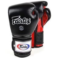 Fairtex pro Training Gloves BGV9 Mexican Style Genuine Leather Black-red  MMA K1 , นวมแฟร์แท็กซ์ BGV