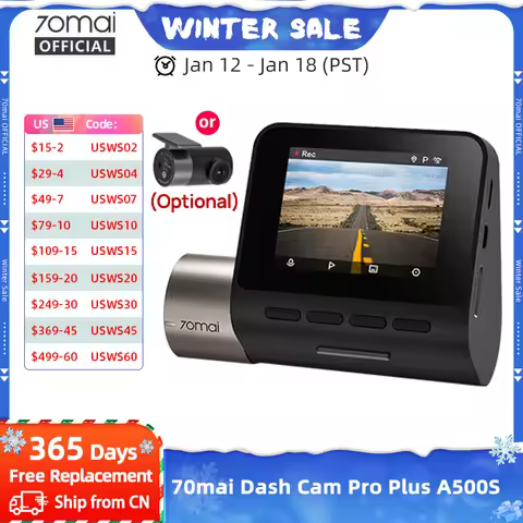70mai Pro Plus Dash Cam A500S 1944P 70mai Car DVR Camera GPS ADAS 140FOV 24H Parking Monitor 70mai P
