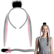 Donkey Costume - Donkey Ears Headband and Tail for Adult Women Halloween Headband Cosplay Party Hair