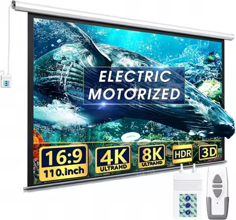 110 Inch Motorized Projector Screen 16:9 Electric Indoor And Outdoor Movies Screen With Remote Contr