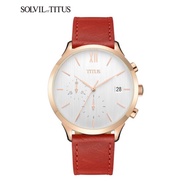 Solvil et Titus W06-03101-002 Women's Quartz Chronograph Watch in Silver White Dial and Leather Strap