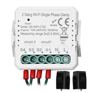 Tuya WiFi 80A Single Phase Clamp Solar PV Bidirectional Two Way Energy Meter APP Control2 Gang