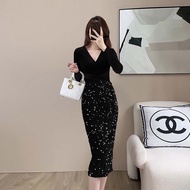 SA Long velvet sequin skirt