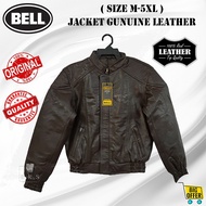 [ BELL ] ( SIZE M-5XL ) ORIGINAL MEN'S BROWN JACKET GENUINE LEATHER LONG SLEEVE / JACKET KULIT LEMBU