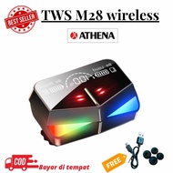 TWS M28 HEADSET BLUETOOTH WIRELESS TWS WITH POWER BANK 3600 MAH