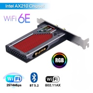 [ ️without Antenna ️] WiFi 6/6E* with RGB Light Tri Band AX210 PCIE CARD ONLY ️
