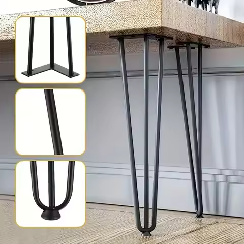4Pcs Metal Table Legs 40-75cm 3-Rod Hairpin Furniture Legs DIY Home Bench Dining Desk End Coffee Tab