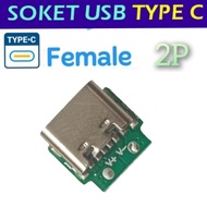 USB Type C Female Socket 2 Pin Adapter Connector