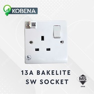 [SIRIM] Kobena 13A BAKELITE  Single 1 GANG Switch Socket