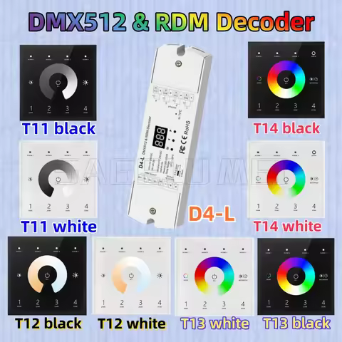 Skydance D4-L T11/T12/T13/T14 4 Zone Single color Dual color Wall Mounted Touch Panel DMX Controller