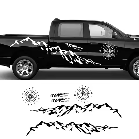 Pickup Side Stickers Graphics 4X4 Mountain Vinyl Decals For Ford F-150 Toyota Hilux Dodge RAM 1500 I