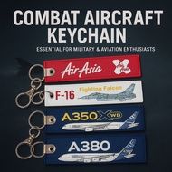 ✈️ Combat Aircraft Keychain | F-16, A350, A380, Malaysia AirAsia Plane Key Ring for Aviation Pilot A