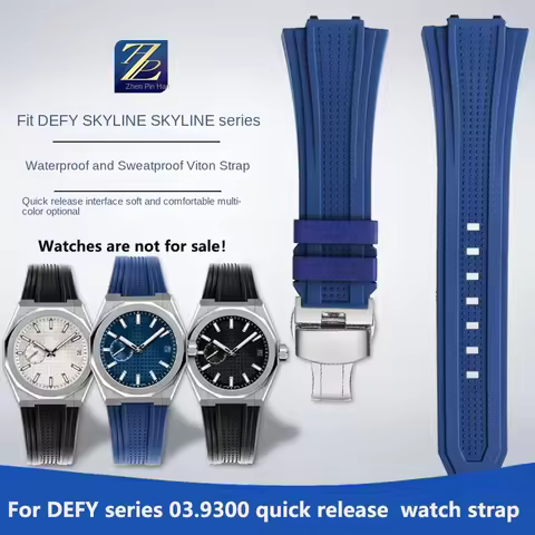 For Zenith DEFY SKYLINE Skyline Series 03.9300 Quick Release Fluororubber Watch Band Waterproof Butt