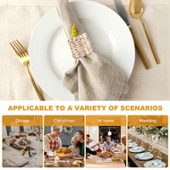 W7Napkin Rings,Water Hyacinth Napkin Holder Rings - Rustic Napkin Rings for Birthday Party, Dinner T