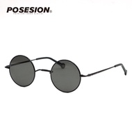 Sunglasses-POSESIONCermin Mata Hitam Bulat Retro Bingkai Cermin Mata Hitam Kecil dengan Kanta Myopia Darjah Putera Cermi