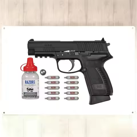 UMAREX XBG 4,5mm WIATRÓWKA PISTOLET + Śrut 1500 BB + 10 Szt Kapsuł CO2 Vintage Decor Metal Wall Sign