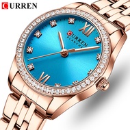 CURREN Top Brand Original Diamond Ladies Quartz Watch Fashion Clock Stainless Steel Outdoor Sport Lady Waterproof Design Watch