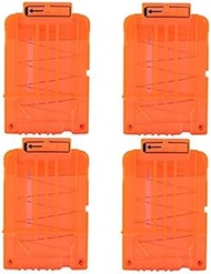 FUCAS Soft Bullet 4pcs Clips 6 Bullets Dart Gun Clips Magazine Clip for Nerf Toy Dart Gun (Transparent Orange)