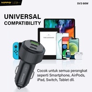 Hippo Elite Car Charger SV-03 3 Port (1 USB A 2 Type C Port) QC4+ 66W Black SV3