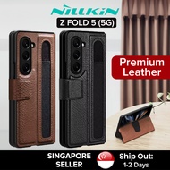 (SG) Nillkin Case AOGE Leather Casing (with S Pen Slot), Stand, Hinge Protection, Compatible with Samsung Z Fold 5