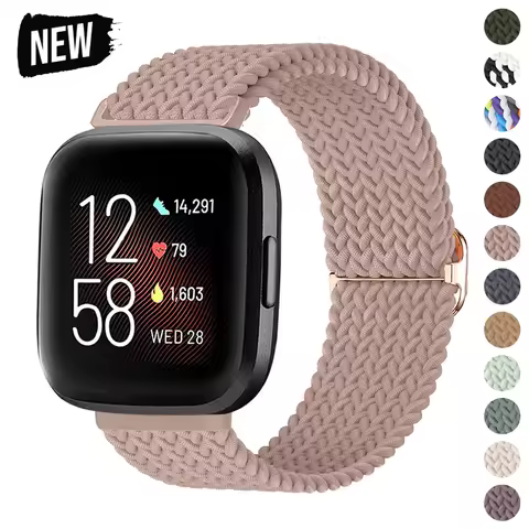 Strap for Fitbit Versa3 4 Band Braided Solo Loop Adjustable Wristband Bracelet for Fitbit Versa Sens