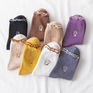 [ [ OMOYAA SG ] ] - CREW SOCKS PUPPY EMBROIDERY CREW SOCKS LADY SOCKS - CUTE PUPPY SOCKS - GIRL SOCK
