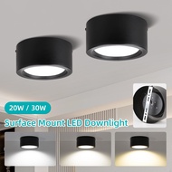 LED Downlight 3 Colors Surface Mounted Ceiling Lights 20W 30W Aluminum Led Ceiling Lamp Tricolor Pin