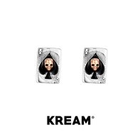 ต่างหูรูปศพหัวใจสีดำ KREAM 925 เงินแท้ ต่างหูแฟชั่นสำหรับผู้หญิง ต่างหูรูปหัวใจสีดำ ต่างหูรูปศพ ไม่ม